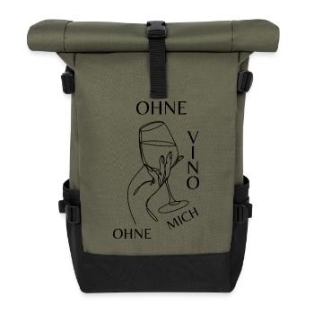Ohne VINO ohne mich Shirt - Rolltop Rucksack - Olive/Schwarz - Vorne