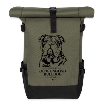 Olde English Bulldog Mom Hunde Hund OEB Wilsigns - Rolltop Rucksack - Olive/Schwarz - Vorne