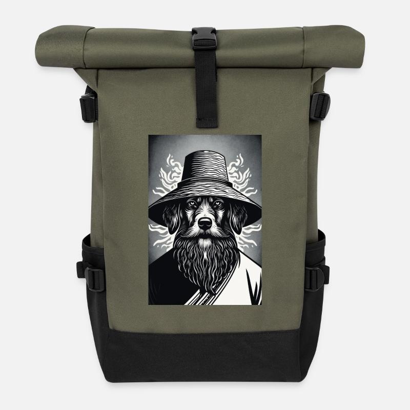 Le chien vigilant - Sac à dos roll top - olive/noir