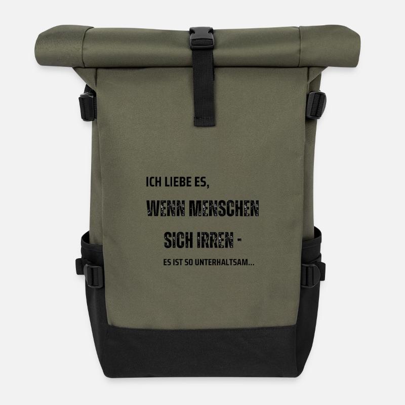 Menschen irren sich - Rolltop Rucksack - Olive/Schwarz