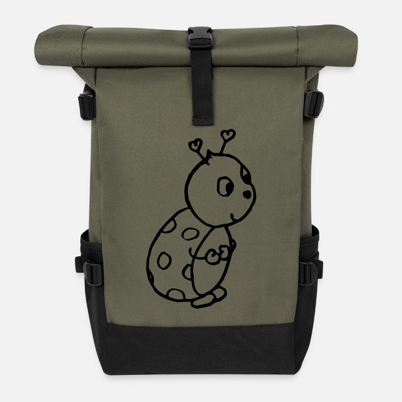coccinelle - Sac à dos roll top - olive/noir
