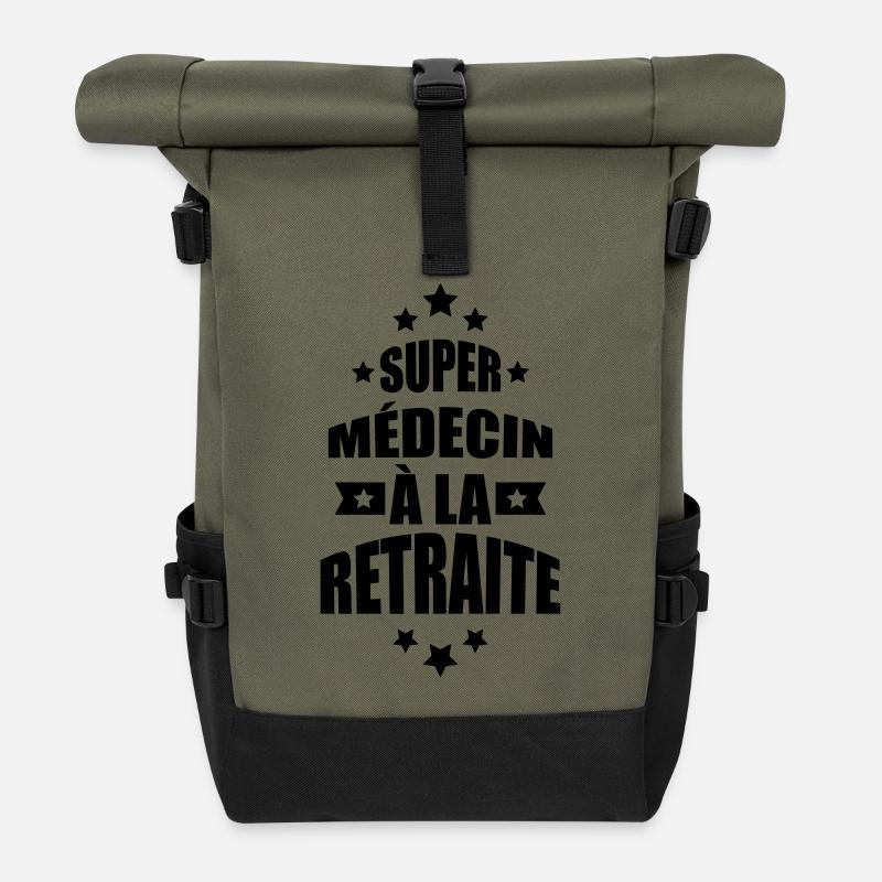 super médecin à la retraite - Sac à dos roll top - olive/noir