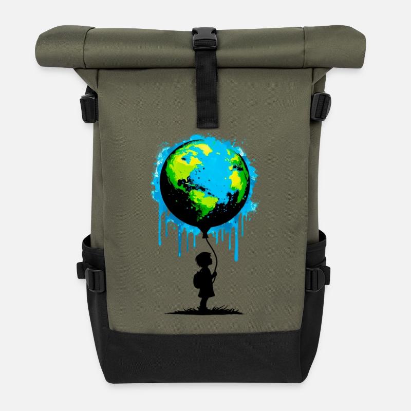 Planet Erde - Rolltop Rucksack - Olive/Schwarz