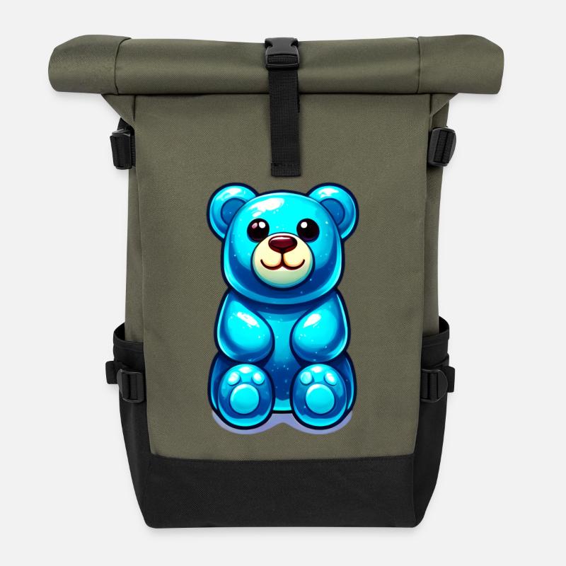 Teddybär - Rolltop Rucksack - Olive/Schwarz