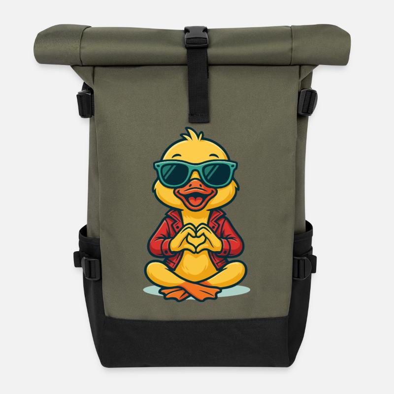 Battement de cœur de caneton - Sac à dos roll top - olive/noir