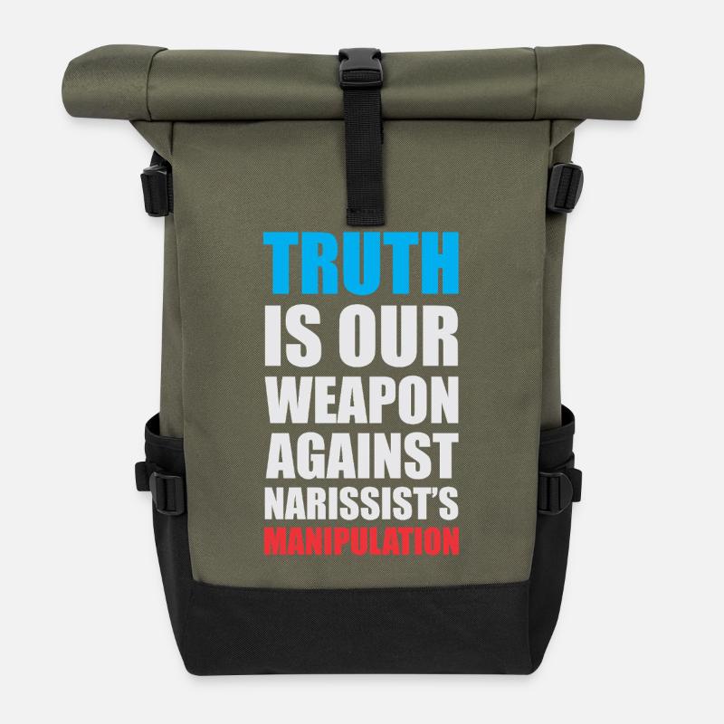 Empowering Truth Speech Bubble Design - Rolltop Rucksack - Olive/Schwarz