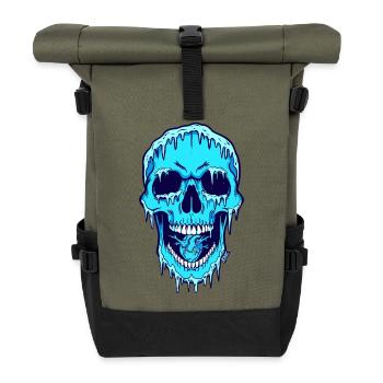 Schmelzender Blauschädel - Rolltop Rucksack - Olive/Schwarz - Vorne