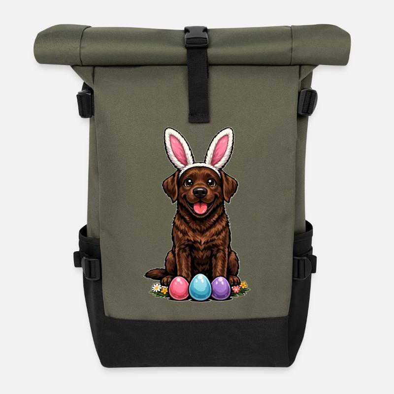 Brauner Labrador Retriever Schoko Labbi Ostern - Rolltop Rucksack - Olive/Schwarz