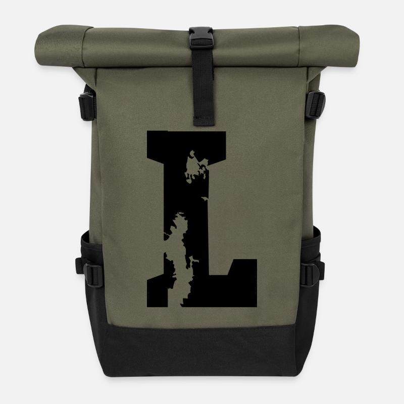 L - Buchstabe - Rolltop Rucksack - Olive/Schwarz