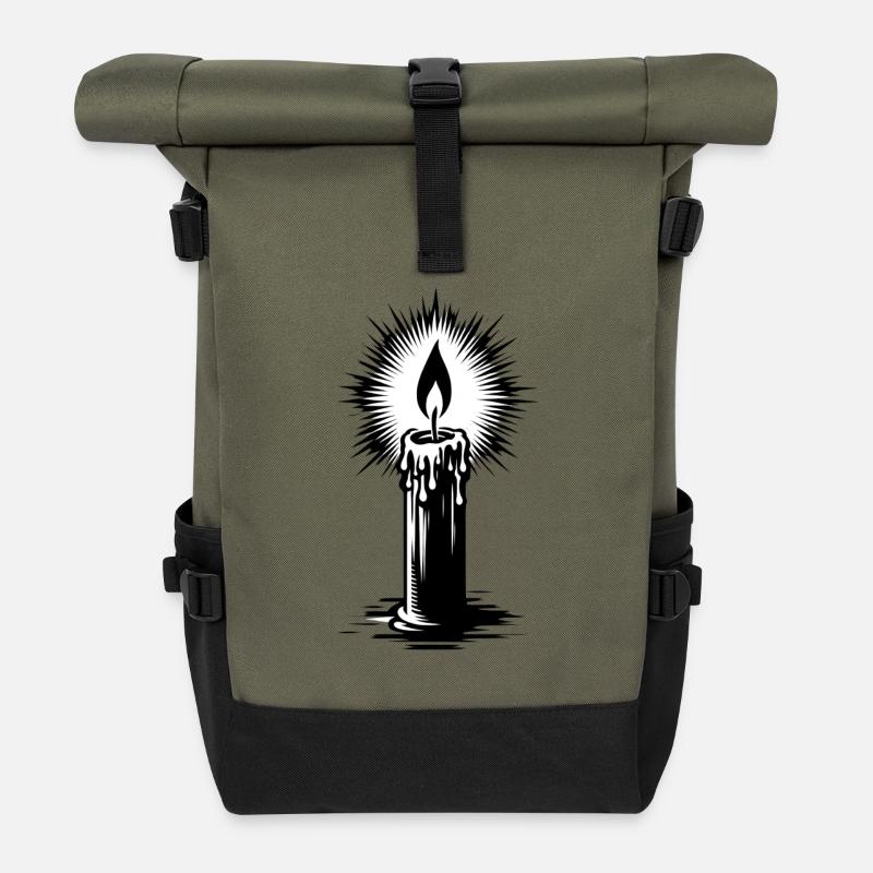 Kerze Advent Richter | candle in wind - Rolltop Rucksack - Olive/Schwarz