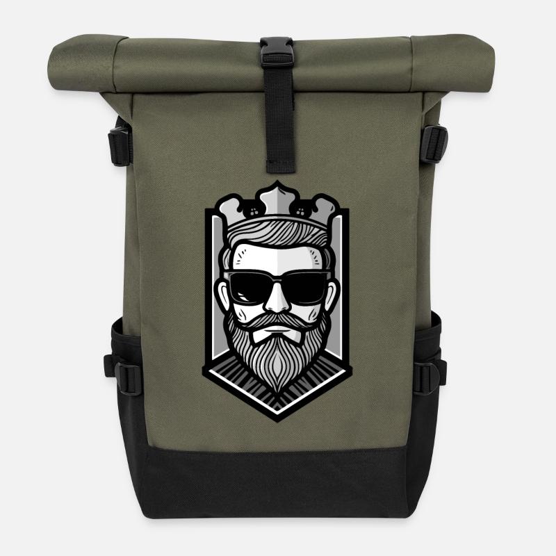 Fête cool hipster King Crown - Sac à dos roll top - olive/noir