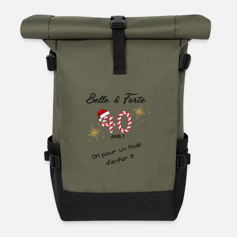 Joyeux_noel_40ans - Rolltop Rucksack - Olive/Schwarz