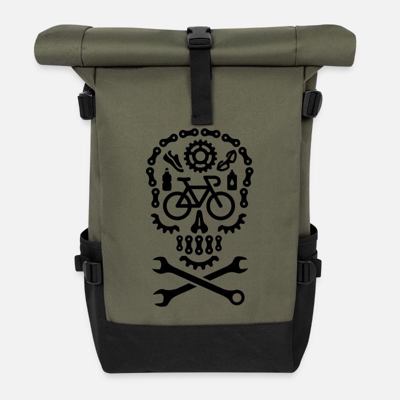 Halloween course de vélo crâne vélo cyclisme - Sac à dos roll top - olive/noir