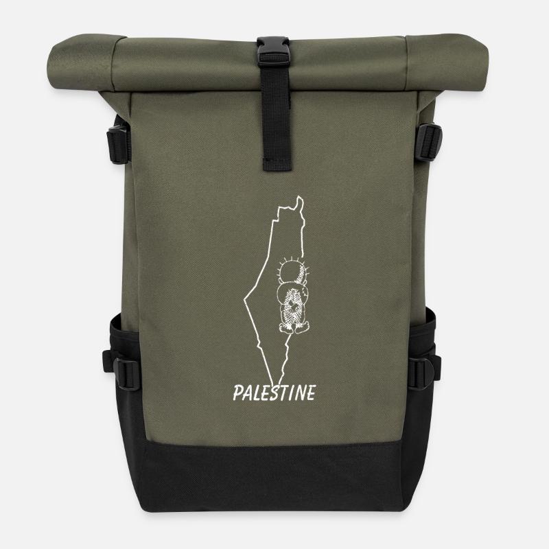 Handala Palestine - Rolltop Rucksack - Olive/Schwarz