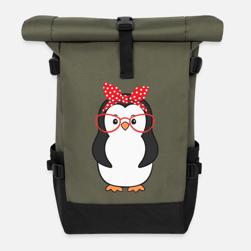 Pingouins - Sac à dos roll top - olive/noir