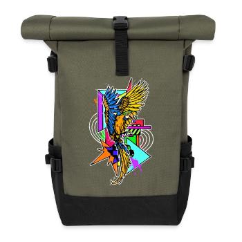 Vogel Haustier Tropisch Urwald Tier Papagei - Rolltop Rucksack - Olive/Schwarz - Vorne
