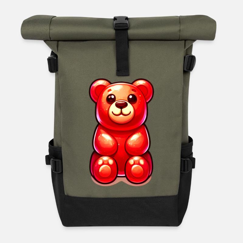 Teddybär - Rolltop Rucksack - Olive/Schwarz