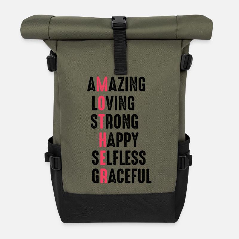 Motivational Power Lettering Design - Roll Top Backpack - olive/black