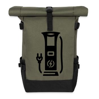 Borne de recharge électromobilité symbole électricité - Sac à dos roll top - olive/noir - Devant