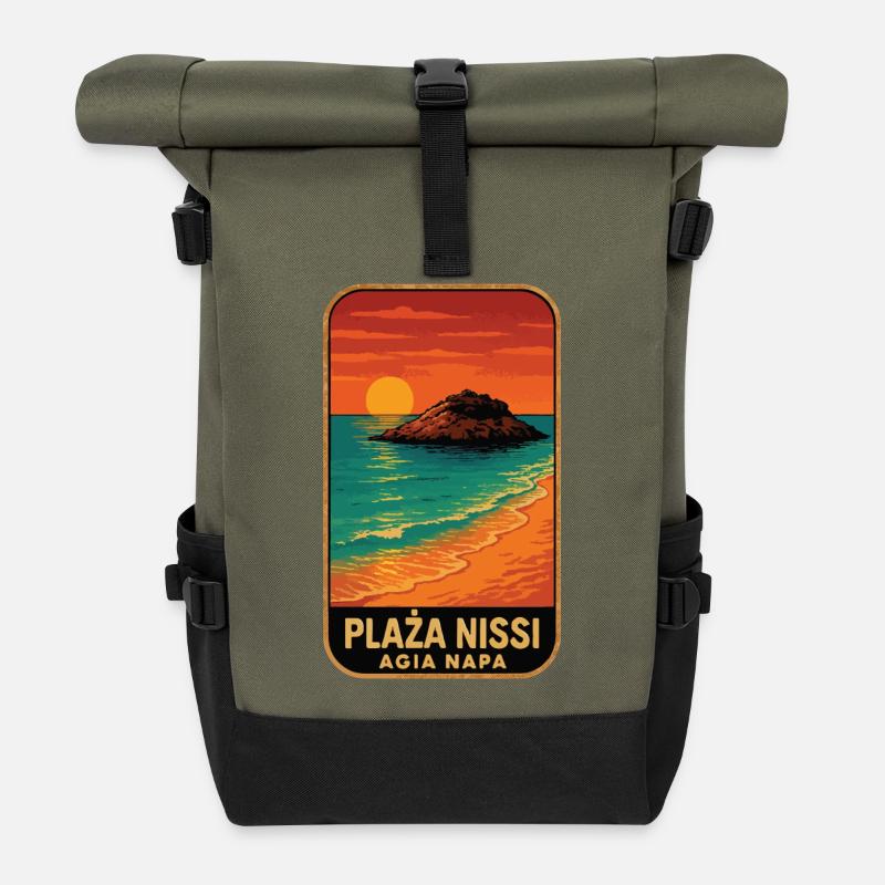 Nissi beach with sunset - Roll Top Backpack - olive/black