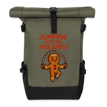 Lebkuchen springt in die Feiertage - Rolltop Rucksack - Olive/Schwarz - Vorne
