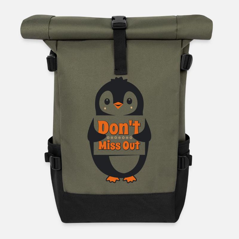 Pingouin Ne Rate Rien - Sac à dos roll top - olive/noir
