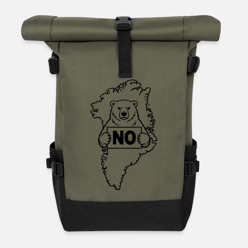 Greenland Is Not For Sale - Roll Top Backpack - olive/black