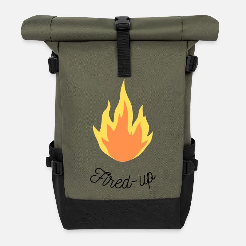 Fired-up - Roll Top Backpack - olive/black