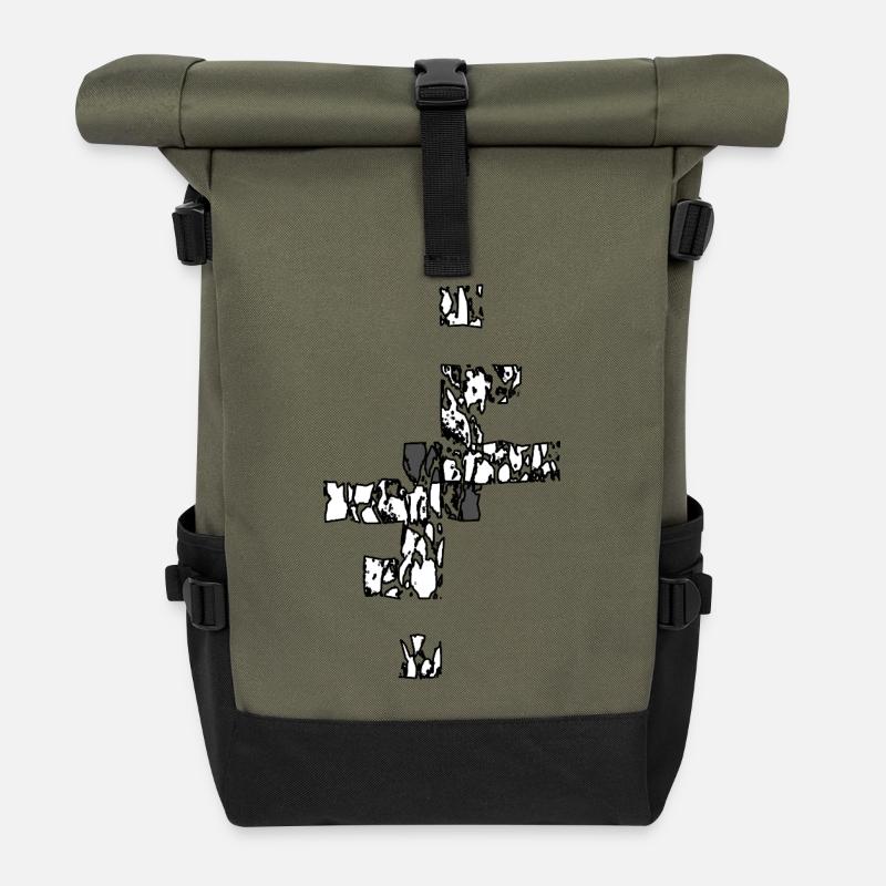 Zerbrochener Diamant in Weiß - Rolltop Rucksack - Olive/Schwarz
