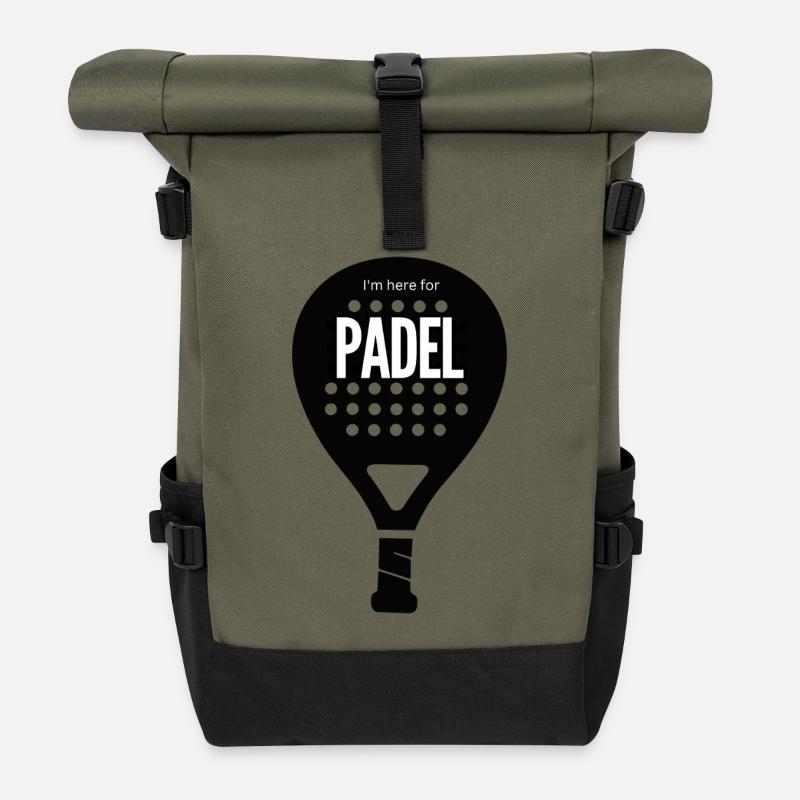 Padel Focus Dark Motif - Roll Top Backpack - olive/black