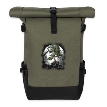 Forest Nature Nature Lover Trees Tree - Roll Top Backpack - olive/black - Front
