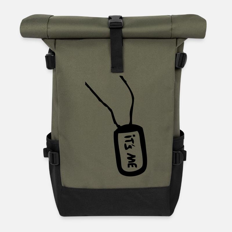 plaque militaire its me - Sac à dos roll top - olive/noir