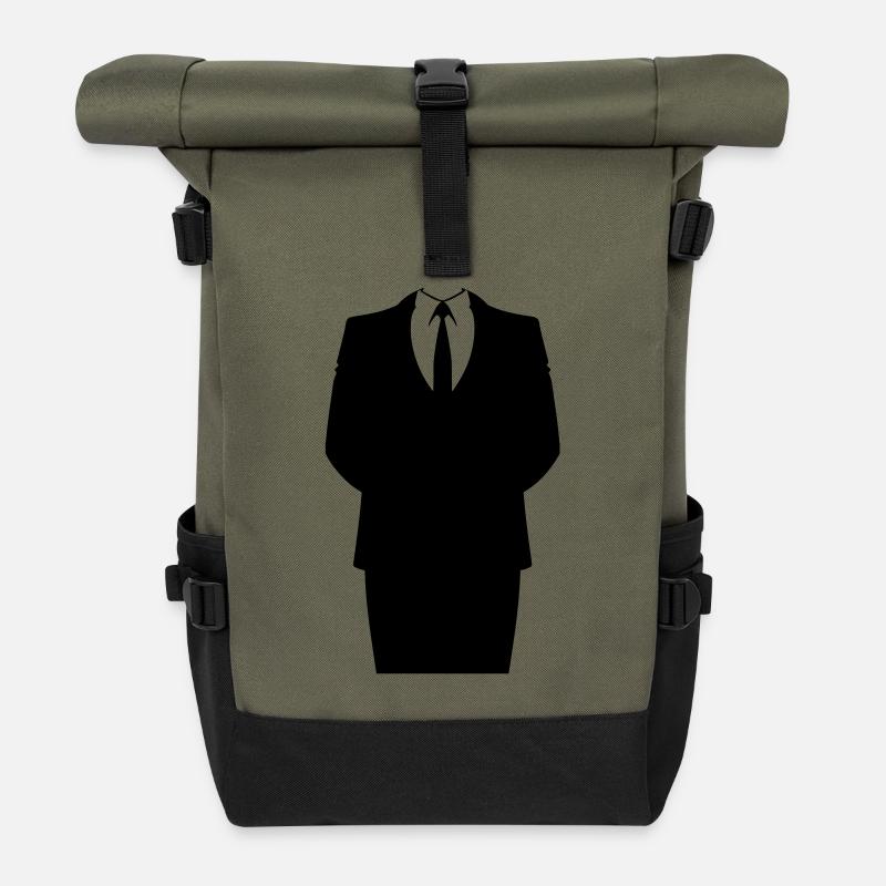 Suit and Tie - Roll Top Backpack - olive/black