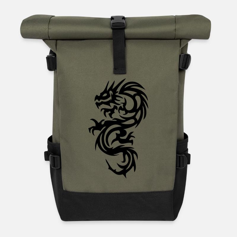 Drache - Rolltop Rucksack - Olive/Schwarz