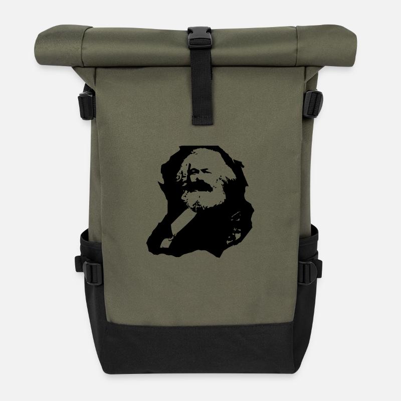 Karl Marx - Roll Top Backpack - olive/black