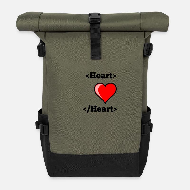 Html Heart - Sac à dos roll top - olive/noir