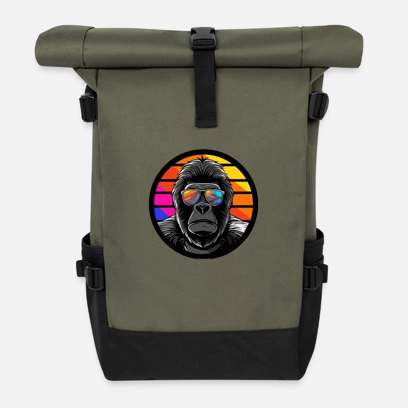 Gorilla Comic Cool Sommer - Rolltop Rucksack - Olive/Schwarz