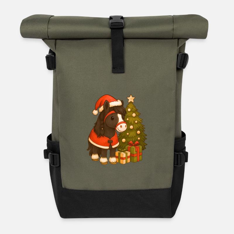 pony_weihnachten - Rolltop Rucksack - Olive/Schwarz