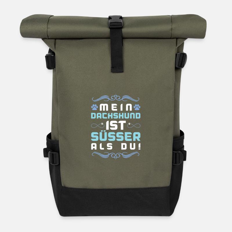 dackel dachshund hund spruch - Rolltop Rucksack - Olive/Schwarz