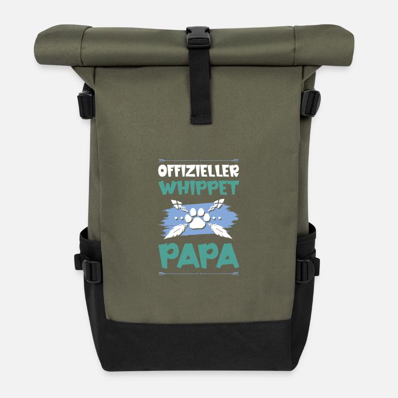 whippet dogs dad - Roll Top Backpack - olive/black