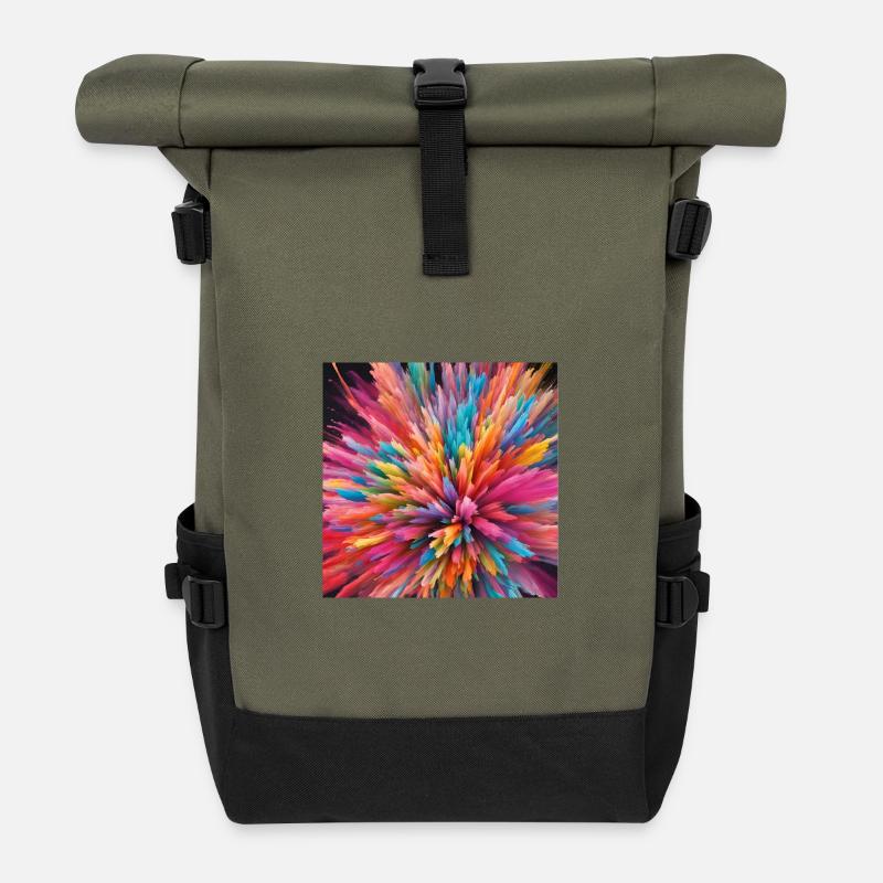 Farbexplosion - Rolltop Rucksack - Olive/Schwarz