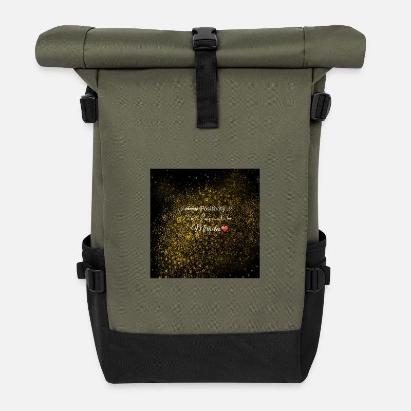 I am a Magnet for positivity - Roll Top Backpack - olive/black