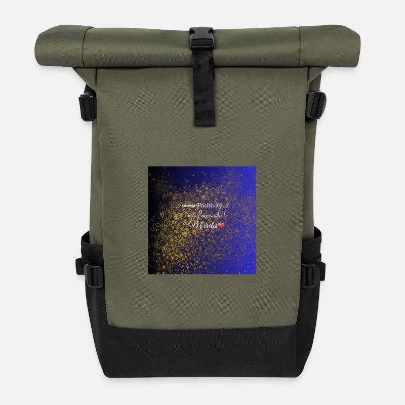 I am a Magnet for positivity - Roll Top Backpack - olive/black
