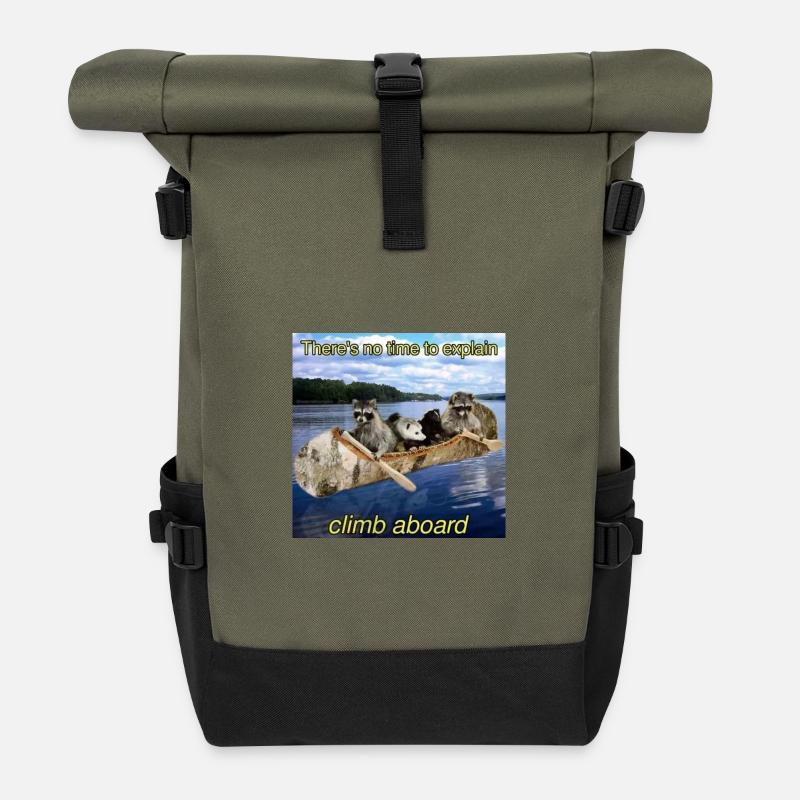 Waschbären-Flussrettungsboot - Rolltop Rucksack - Olive/Schwarz
