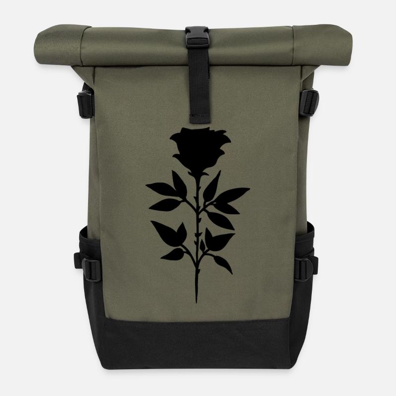 Schwarze Rose - Rolltop Rucksack - Olive/Schwarz