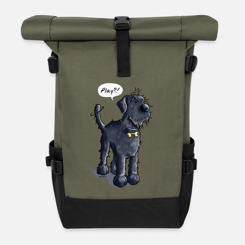Schnauzer Géant Play - Chien - Chiens - Cadeau - Sac à dos roll top - olive/noir