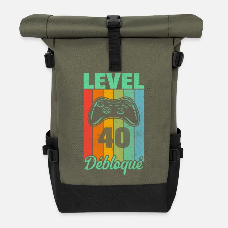 Level 40 unlocked - Roll Top Backpack - olive/black