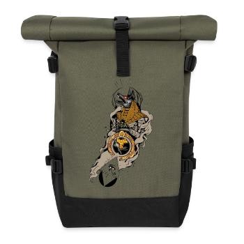 Superbe design égyptien, anubis à l’œil - Sac à dos roll top - olive/noir - Devant