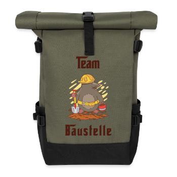 Team Baustelle - Rolltop Rucksack - Olive/Schwarz - Vorne