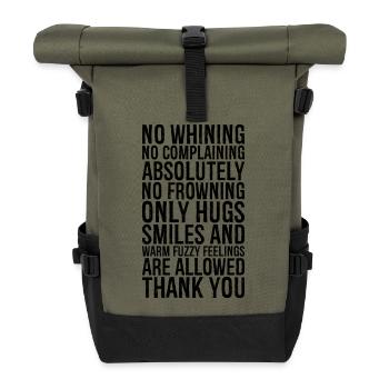 Kein Jammern Kein Jammern Absolut kein Stirnrunzeln - Rolltop Rucksack - Olive/Schwarz - Vorne